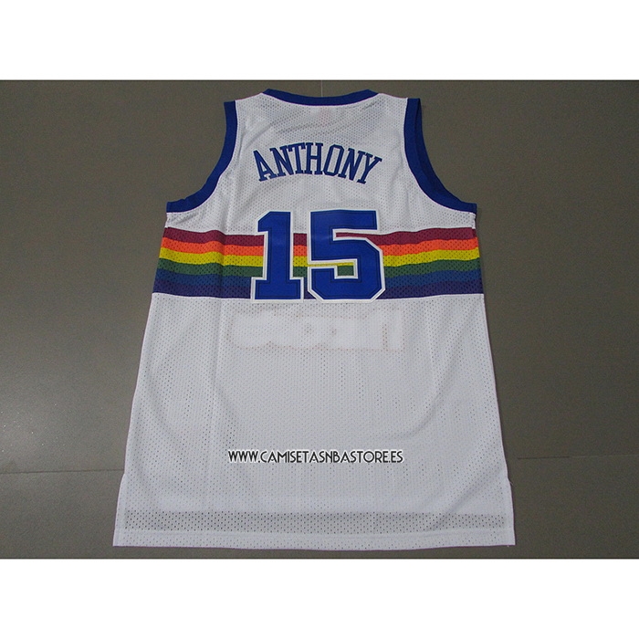 Carmelo Anthony NO 15 Camiseta Denver Nuggets Mitchell & Ness 2003-04 Blanco